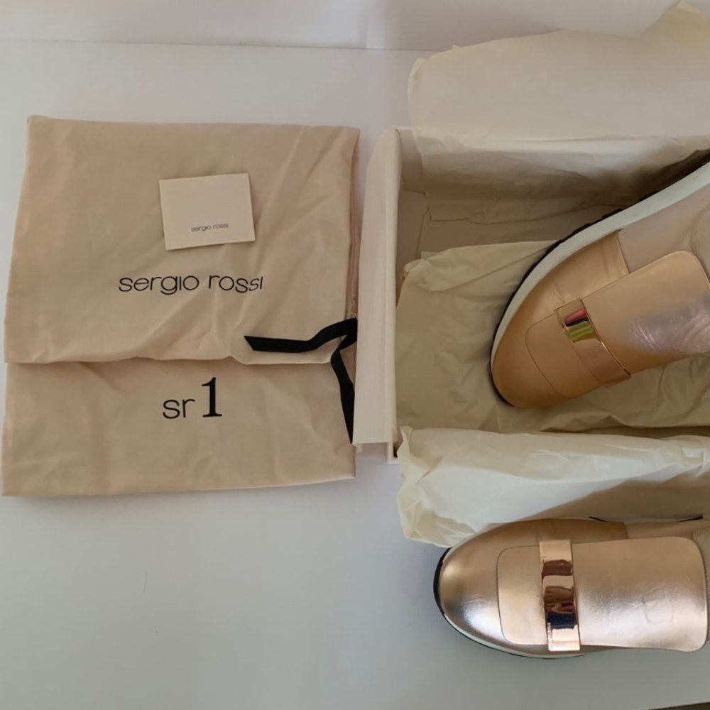 SERGIO ROSSI SR1 SNEAKER ROSE GOLD MSRP $890 - Picture 3 of 9